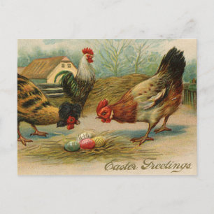 Cartes Pour Fêtes Annuelles Pâques vintage salut poulets