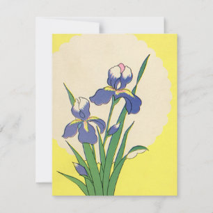 Cartes Pour Fêtes Annuelles Pâques vintages, Jardin Violet Fleurs Iris