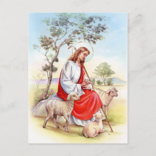 Cartes Pour Fêtes Annuelles Pâques vintages religieuses, Jésus le berger