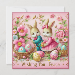 Cartes Pour Fêtes Annuelles Pâques vintages ~ VOUS SOUHAITER LA PAIX ~ Bunnies