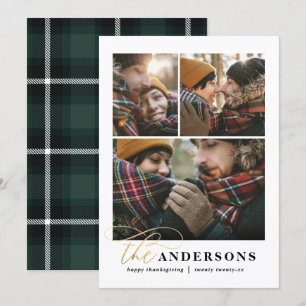 Cartes Pour Fêtes Annuelles Paquet or vert plaid multi photo grâces
