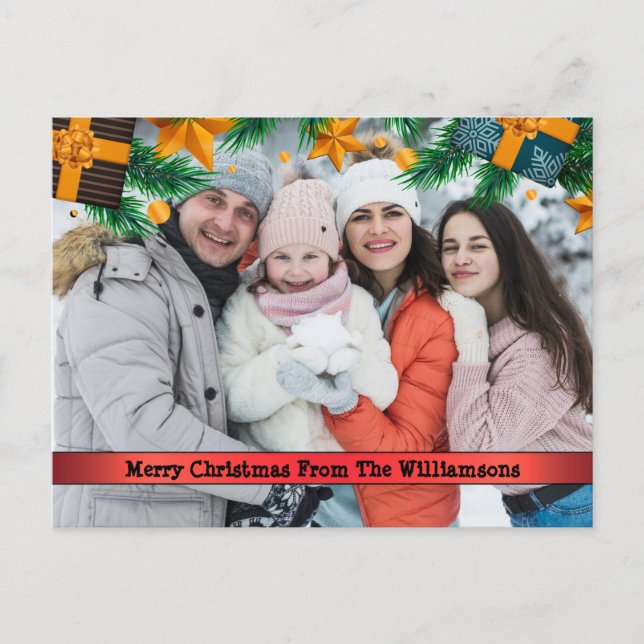 Cartes Pour Fêtes Annuelles Paquets de Noël Pine Boughs photo cadre (Devant)