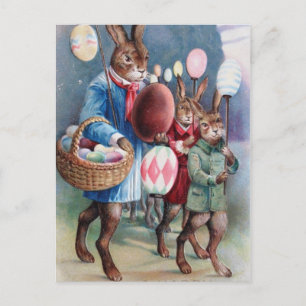Cartes Pour Fêtes Annuelles Parade de lapin aux lanternes d'oeufs de Pâques