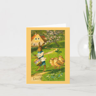 Cartes Pour Fêtes Annuelles Parade de Pâques avec lapin et poussins Vintages