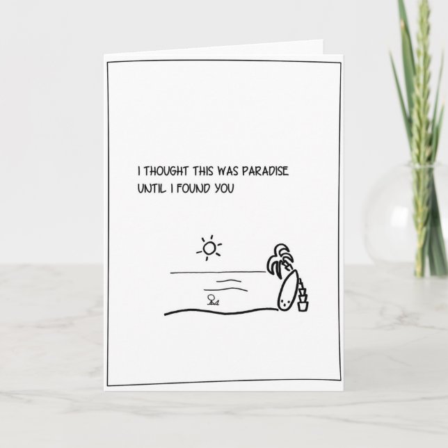 Cartes Pour Fêtes Annuelles 'Paradise' - Surfing Valentine's Card (Devant)