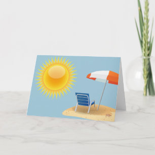 Cartes Pour Fêtes Annuelles Parapluie soleil et plage