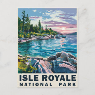 Cartes Pour Fêtes Annuelles Parc national de l'Isle Royale Aquarelle Art Vinta
