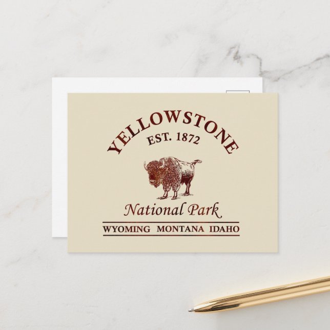 Cartes Pour Fêtes Annuelles Parc national de Yellowstone (Devant/Arrière en situation)