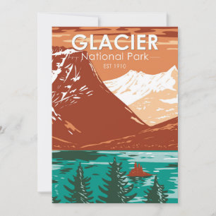 Cartes Pour Fêtes Annuelles Parc national du Glacier Montana Vintage