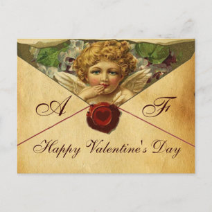 CARTES POUR FÊTES ANNUELLES PARCHEMENT DE SCEAU DE CIRE DE COEUR ANGE VALENTIN