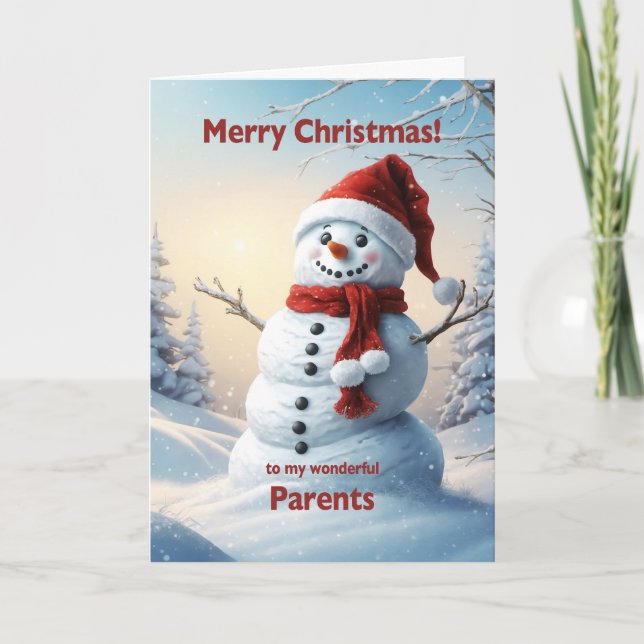 Cartes Pour Fêtes Annuelles Parents Noël Snowman (Devant)