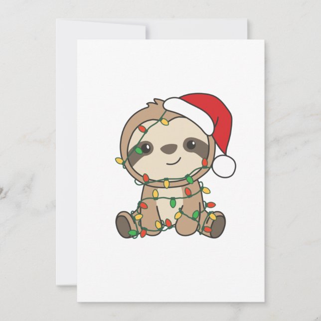 Cartes Pour Fêtes Annuelles Paresseux Noël Animaux d'hiver Paresseux (Devant)
