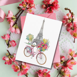 Cartes Pour Fêtes Annuelles Paris Été Voyage Fantaisiste Tour Eiffel Floral