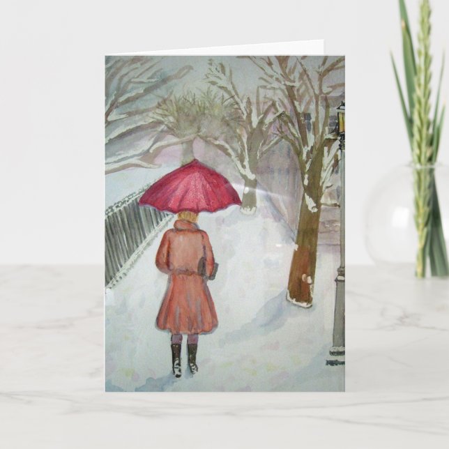 Cartes Pour Fêtes Annuelles Paris Marcher dans la neige (Devant)