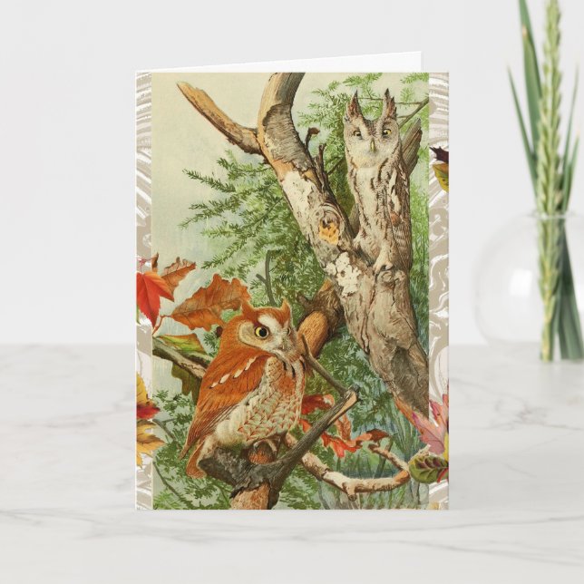 CARTES POUR FÊTES ANNUELLES PARMI LES FEUILLES DE CHUTE EN BOIS (Devant)