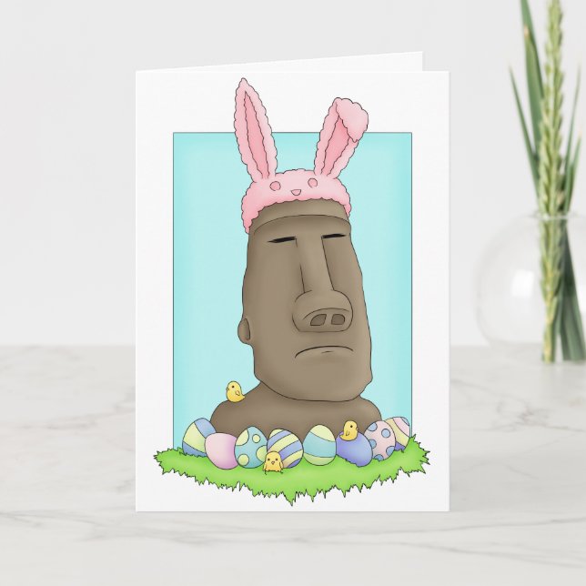 Cartes Pour Fêtes Annuelles Parodie de lapin d'île de Pâques (Devant)