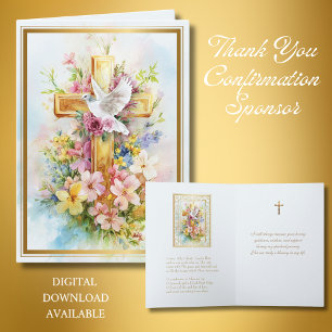 Cartes Pour Fêtes Annuelles Parrain de confirmation Croix florale de prière
