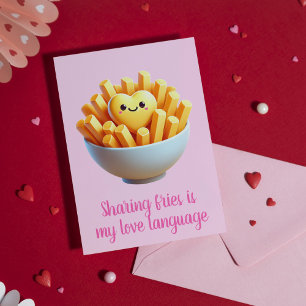 Cartes Pour Fêtes Annuelles Partager des frites est mon langage de l'amour Fun