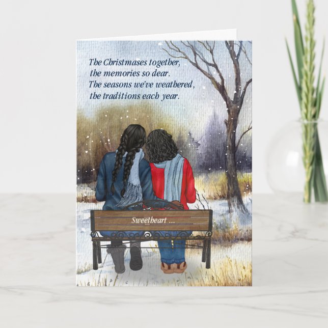 Cartes Pour Fêtes Annuelles Partenaire de vie Couple afro-américain lesbienne (Devant)
