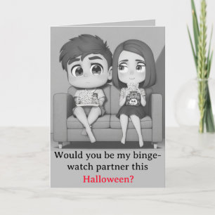 Cartes Pour Fêtes Annuelles Partenaires Retro Scary Movie-Binge Watch (version