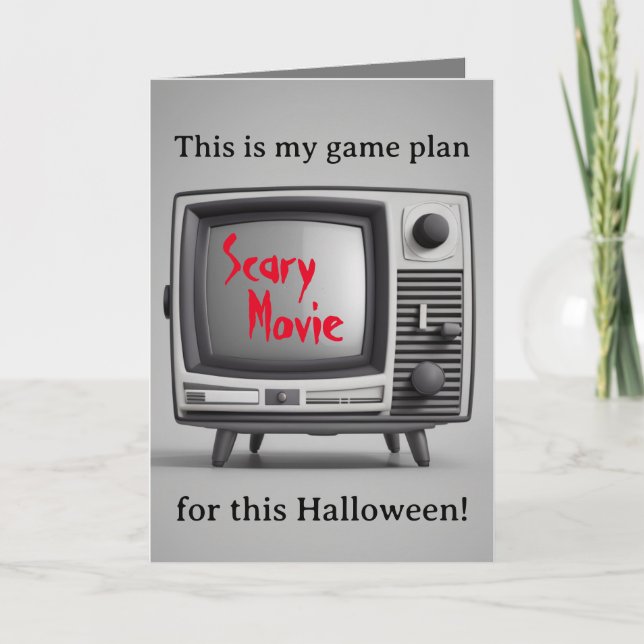 Cartes Pour Fêtes Annuelles Partenaires Retro Scary Movie-Binge Watch (version (Devant)