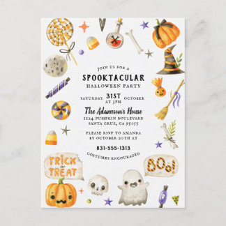 Cartes Pour Fêtes Annuelles Parti d'Halloween peint à la main jolie
