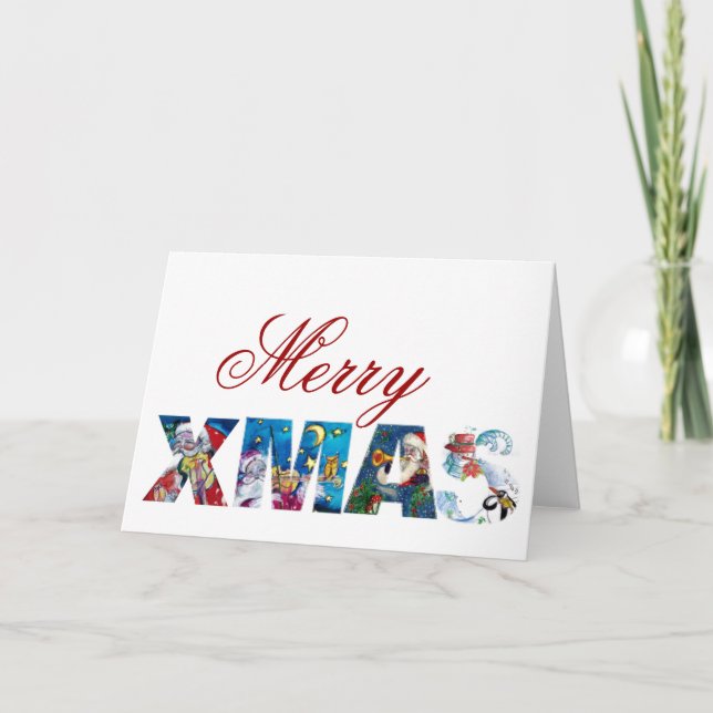 CARTES POUR FÊTES ANNUELLES PARTI MUSICAL PÈRE NOËL XMAS (Devant)