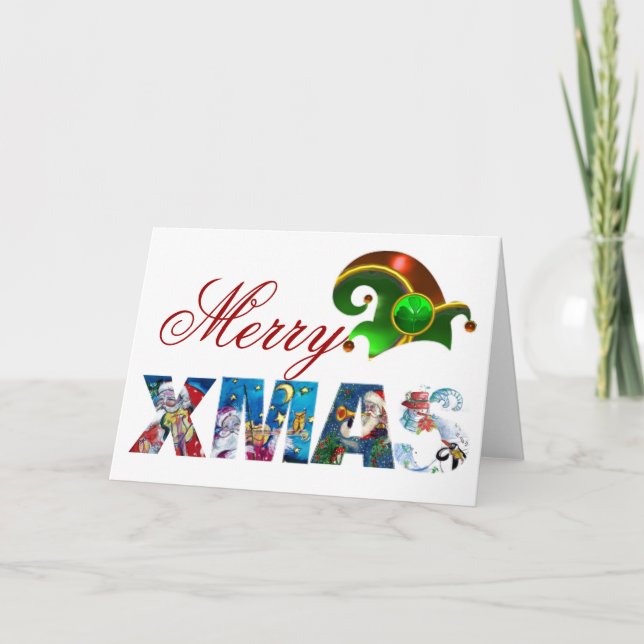 CARTES POUR FÊTES ANNUELLES PARTI MUSICAL PÈRE NOËL XMAS (Devant)