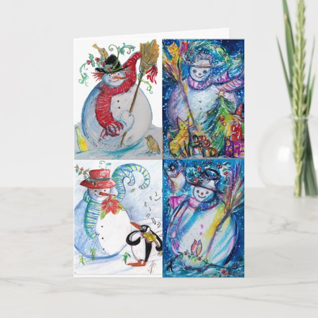 CARTES POUR FÊTES ANNUELLES PARTI NOËL DES NEIGES ET SERENADE DE PENGUIN (Devant)