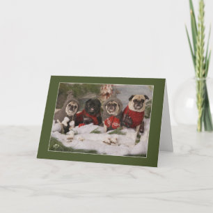Cartes Pour Fêtes Annuelles Partie de patinage de carlin de vacances