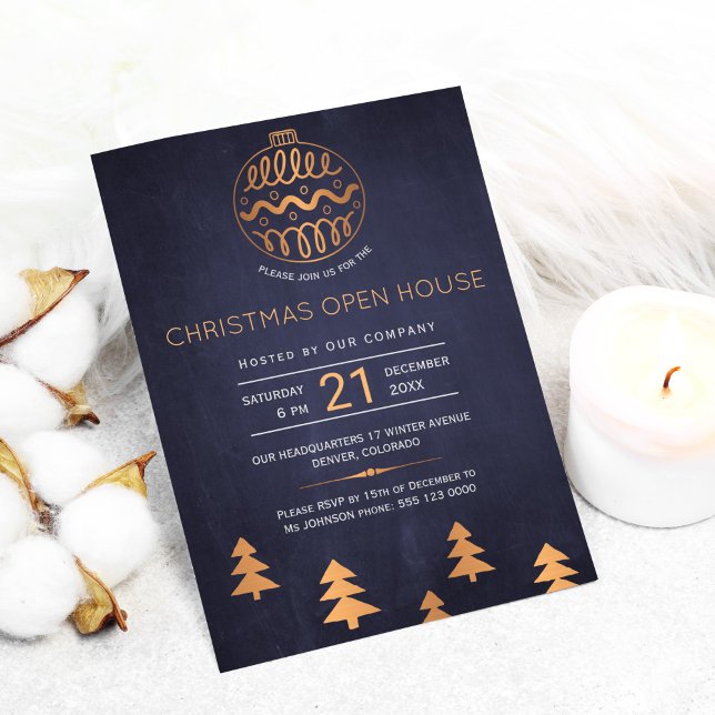 Cartes Pour Fêtes Annuelles Partie métallique de Chambre ouverte de Noël d'or (Créateur téléchargé)