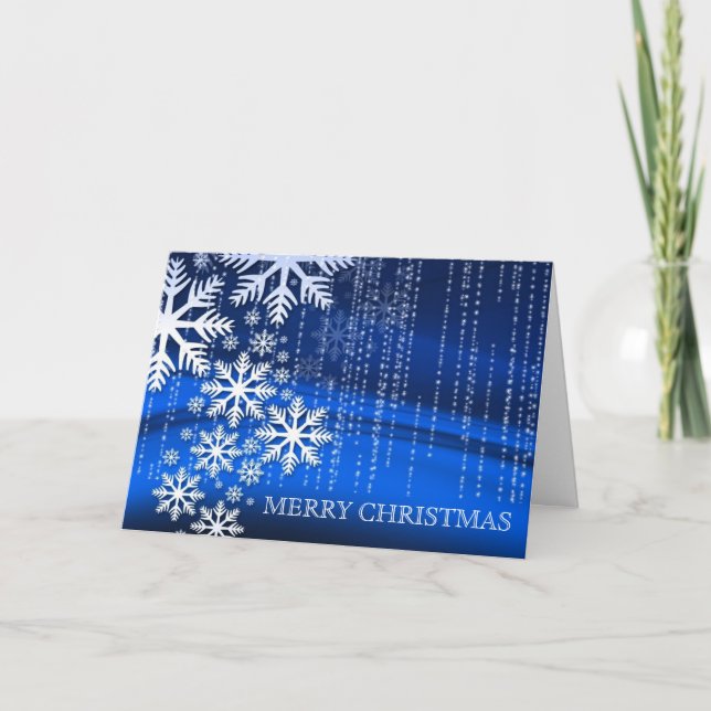 Cartes Pour Fêtes Annuelles Parties scintillant bleue Confetti Snowflake Joyeu (Devant)