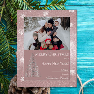 Cartes Pour Fêtes Annuelles Parties scintillant d'arbre de Noël et flocons de 