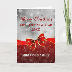 Cartes Pour Fêtes Annuelles Parties scintillant D'Argent Et Boule Rouge