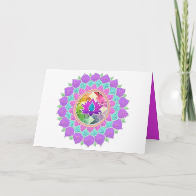 Cartes Pour Fêtes Annuelles Parties scintillant de Diwali lotus rangoli (Devant)