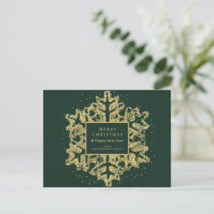 Cartes Pour Fêtes Annuelles Parties scintillant de Noël Or Flocon de neige Ent
