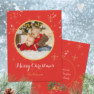 Cartes Pour Fêtes Annuelles Parties scintillant d'or classique Joyeux Noël