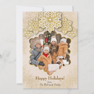 Cartes Pour Fêtes Annuelles Parties scintillant d'or de Noël Snowflake Photo