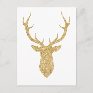 Cartes Pour Fêtes Annuelles Parties scintillant d'or Faux Cerf de Noël