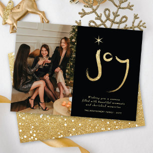 Cartes Pour Fêtes Annuelles Parties scintillant d'or Joie Brosse Calligraphie 