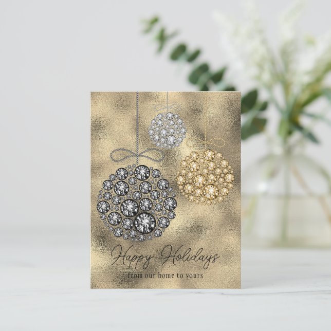 Cartes Pour Fêtes Annuelles Parties scintillant d'or Noël Élégant Joyeux Vacan (Debout devant)