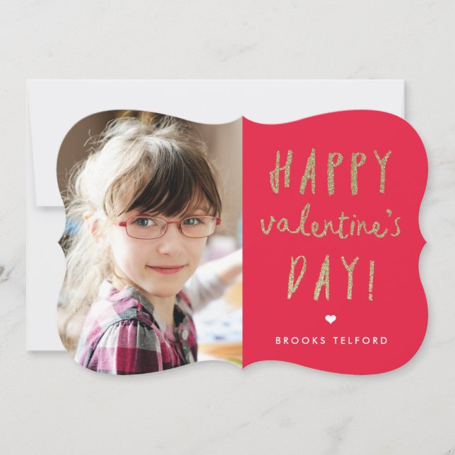 Cartes Pour Fêtes Annuelles Parties scintillant d'or photo valentine's day (Devant)