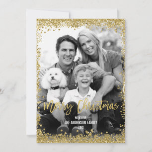 Cartes Pour Fêtes Annuelles Parties scintillant Gold Faux Frontière Noël