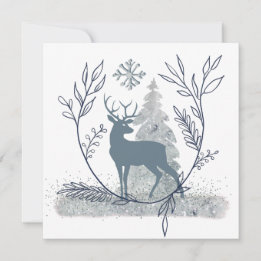 Cartes Pour Fêtes Annuelles Parties scintillant neigeuse Solstice d'hiver Cerf