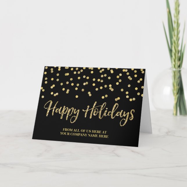 Cartes Pour Fêtes Annuelles Parties scintillant Noir Or Confetti Noël d'entrep (Devant)