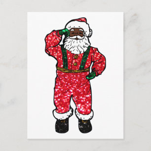 Cartes Pour Fêtes Annuelles parties scintillant noir santa claus
