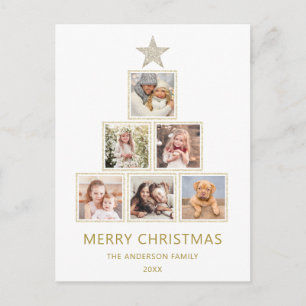 Cartes Pour Fêtes Annuelles Parties scintillant or   Arbre photo de Noël