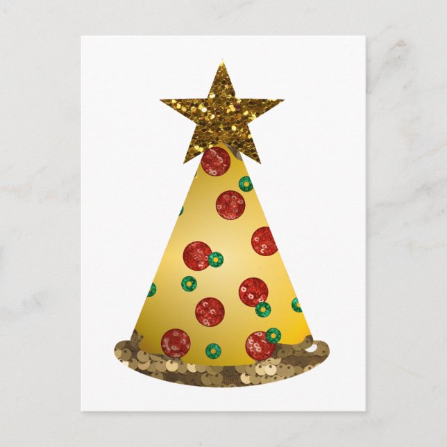 Cartes Pour Fêtes Annuelles parties scintillant pizza arbre de noël (Devant)