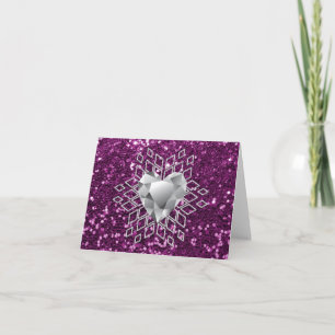Cartes Pour Fêtes Annuelles Parties scintillant violet Faux Diamond Coeur Flug