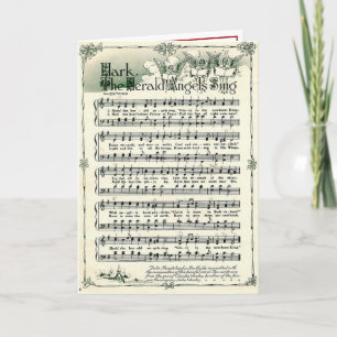 Cartes Pour Fêtes Annuelles Partition vintage Hark the Herald Angels Chanter